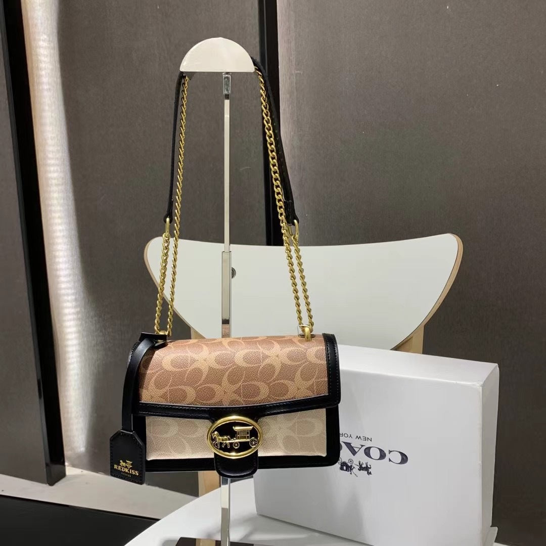 Women’s Patterned Flap Shoulder Bag with Chain Strap
