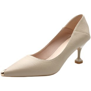 Internet Celebrity High Heels 2026 Spring New French Style Versatile Professional Black Work Shoes with Thin Heels and Pointed Toes - Apricot
