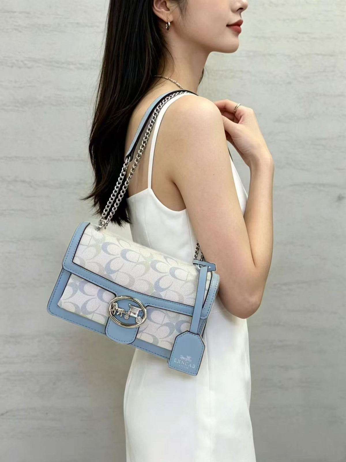 Women’s Patterned Flap Shoulder Bag with Chain Strap