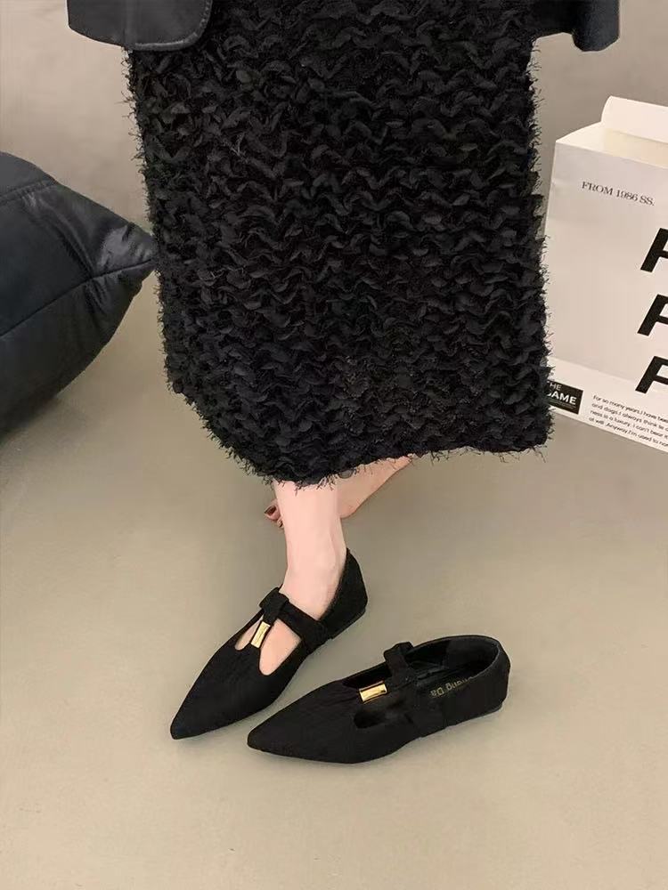 French-Style Flat Early Spring Beautiful Women's Shoes 2026 New Model to Match with Skirts, Pointed-Toe Elegant Mary Jane Shoes, Evening Shoes - Black [heel height 3cm]