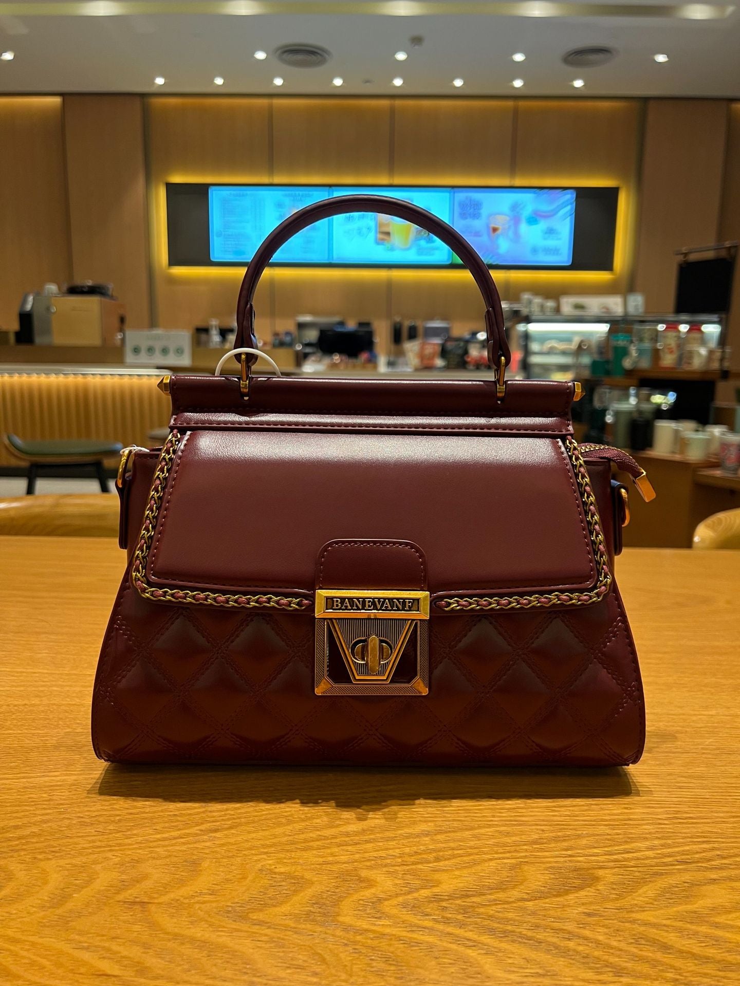 Women's Black Quilted Handbag Elegant PU Leather Top Handle Crossbody Bag with Gold Tone Hardware Structured Shoulder Purse for Party & Daily Wear
