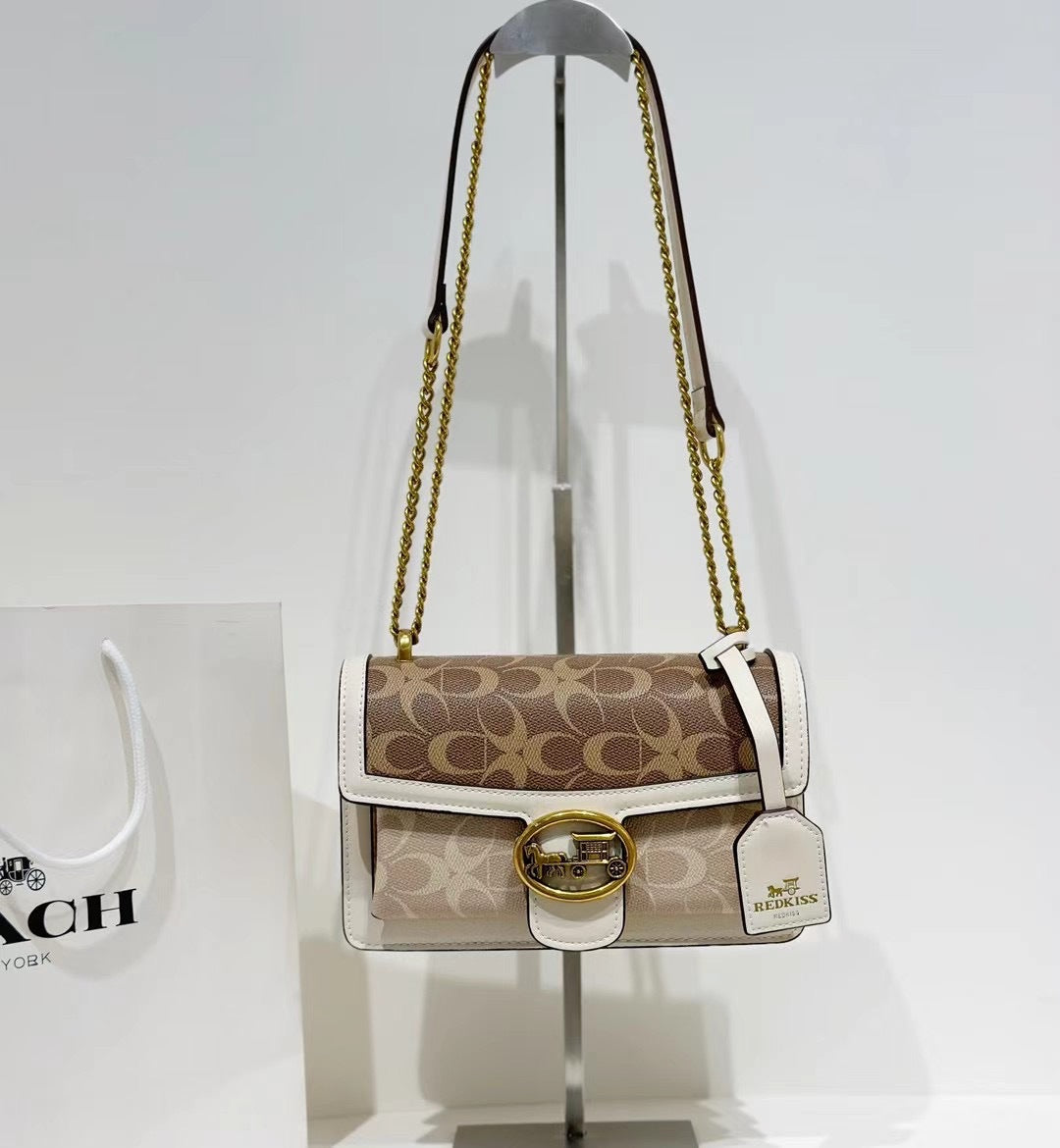 Women’s Patterned Flap Shoulder Bag with Chain Strap