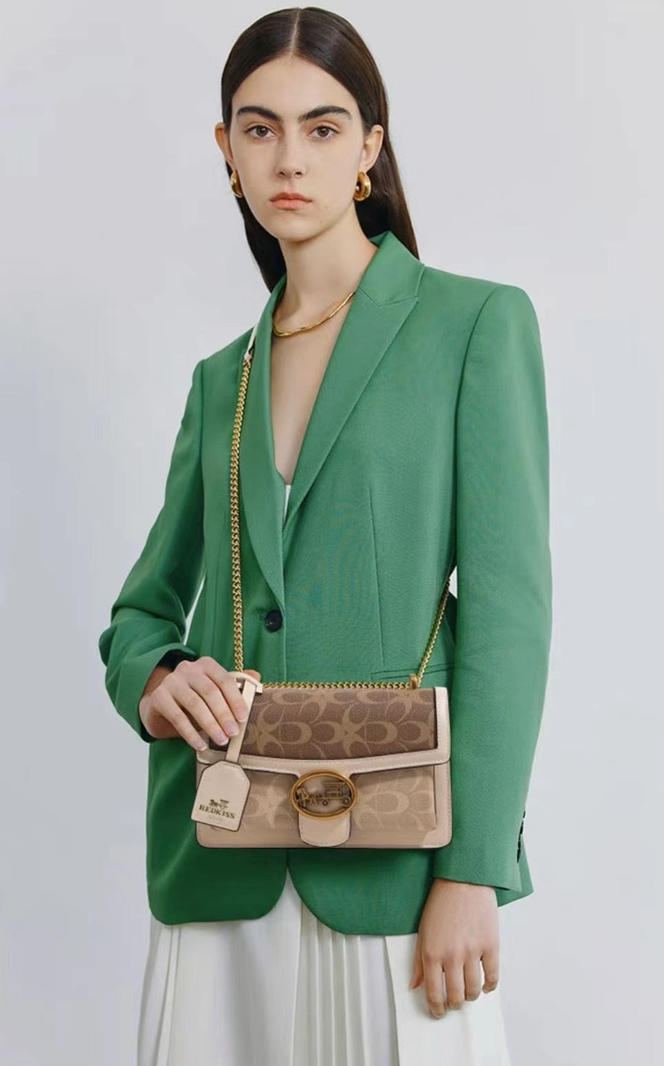 Women’s Patterned Flap Shoulder Bag with Chain Strap