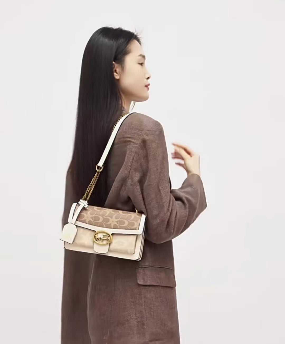 Women’s Patterned Flap Shoulder Bag with Chain Strap