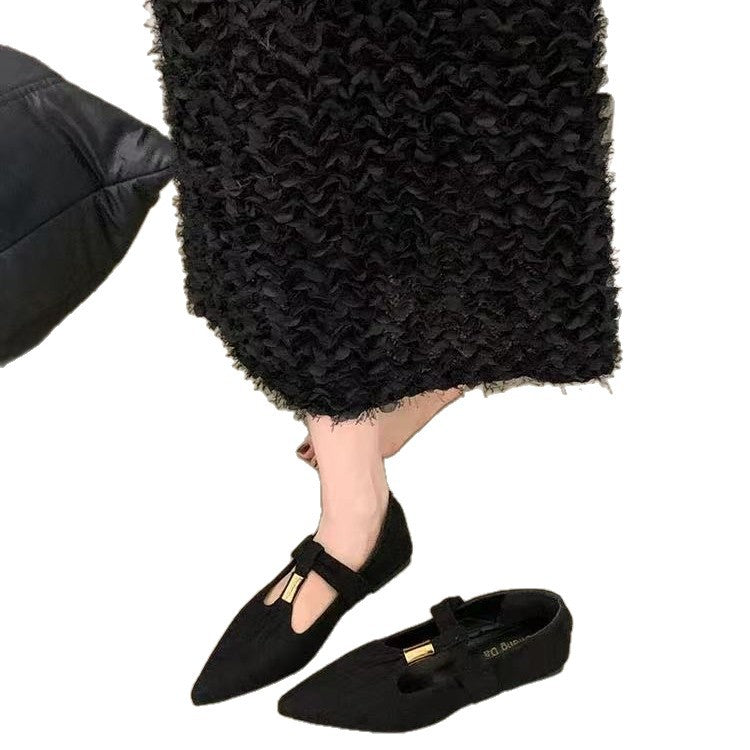 French-Style Flat Early Spring Beautiful Women's Shoes 2026 New Model to Match with Skirts, Pointed-Toe Elegant Mary Jane Shoes, Evening Shoes