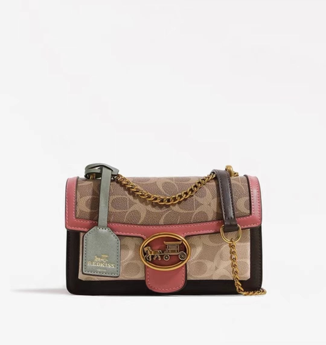 Women’s Patterned Flap Shoulder Bag with Chain Strap