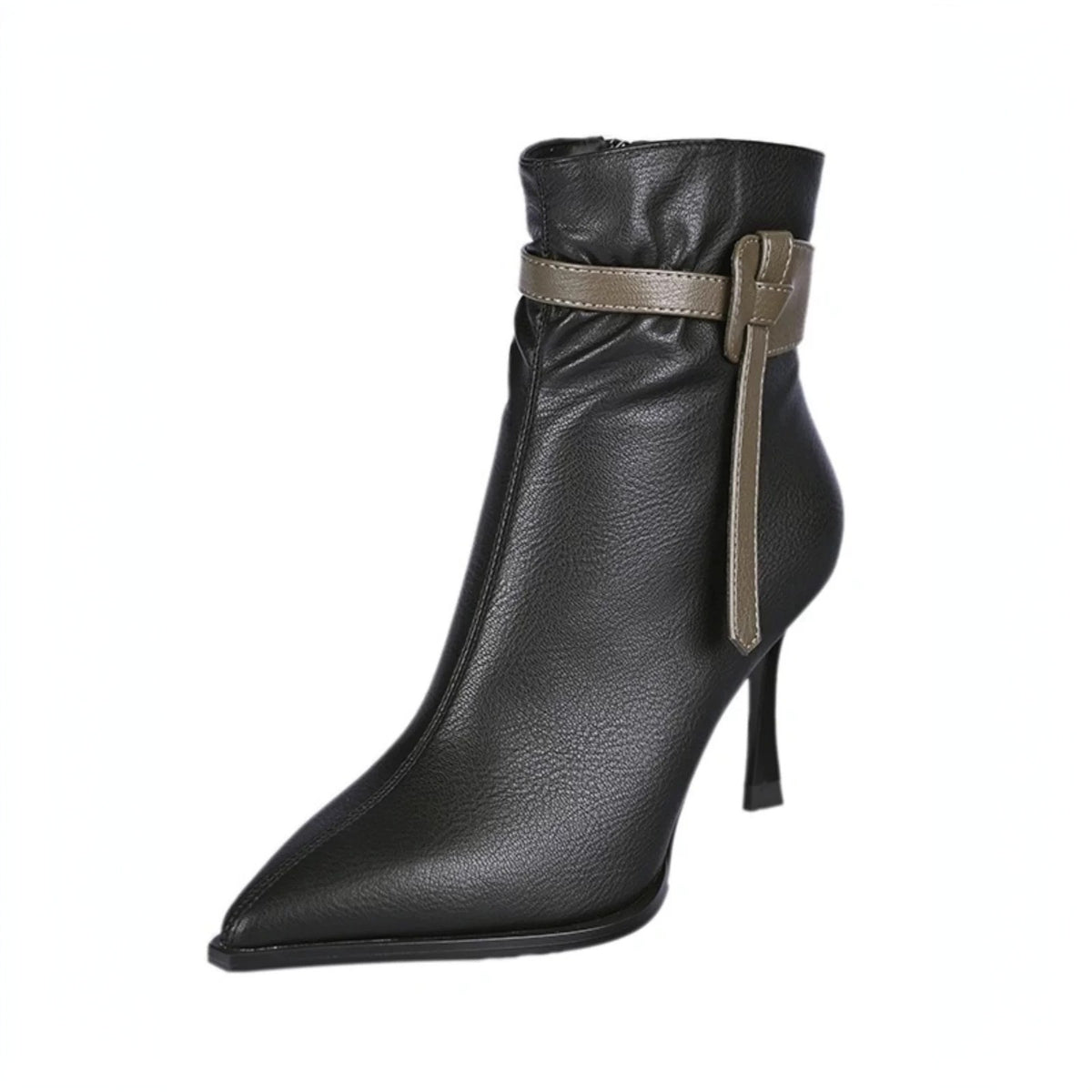 European and American Style Stiletto Short Boots for Women, Martin Boots, 2025 Autumn and Winter New Style, Velvet Pointed Toe High Heels, Fashion Slim Boots