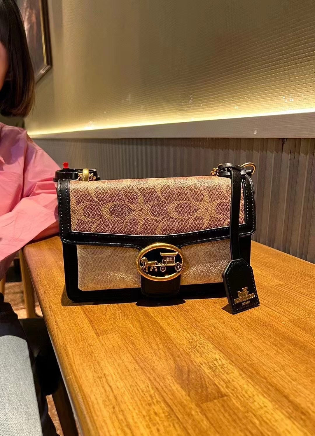 Women’s Patterned Flap Shoulder Bag with Chain Strap