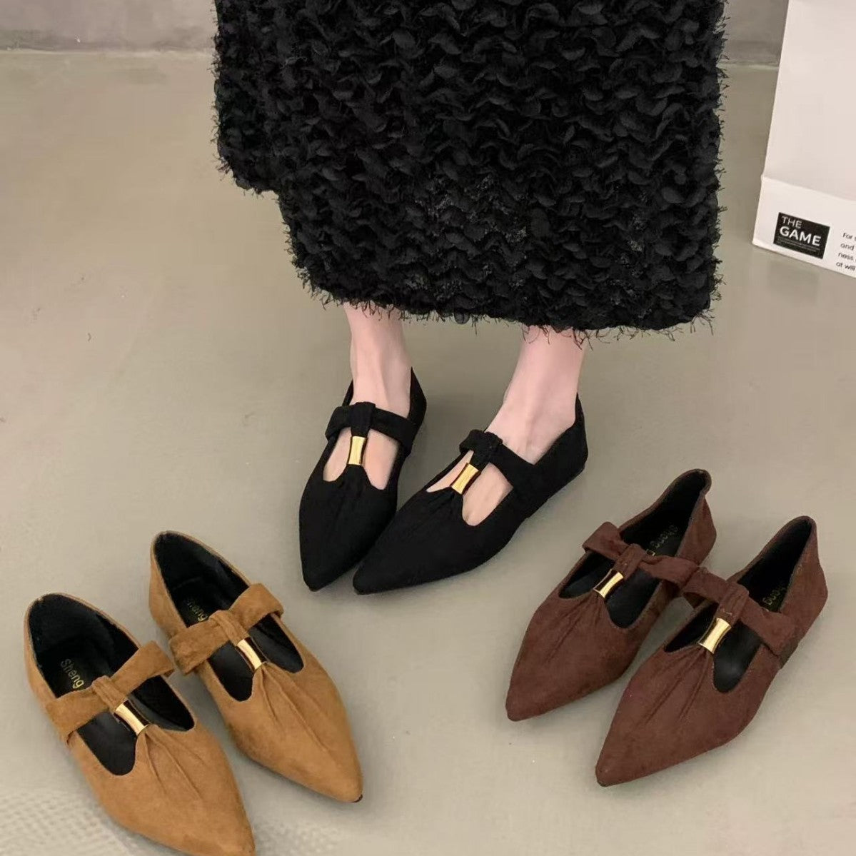French-Style Flat Early Spring Beautiful Women's Shoes 2026 New Model to Match with Skirts, Pointed-Toe Elegant Mary Jane Shoes, Evening Shoes