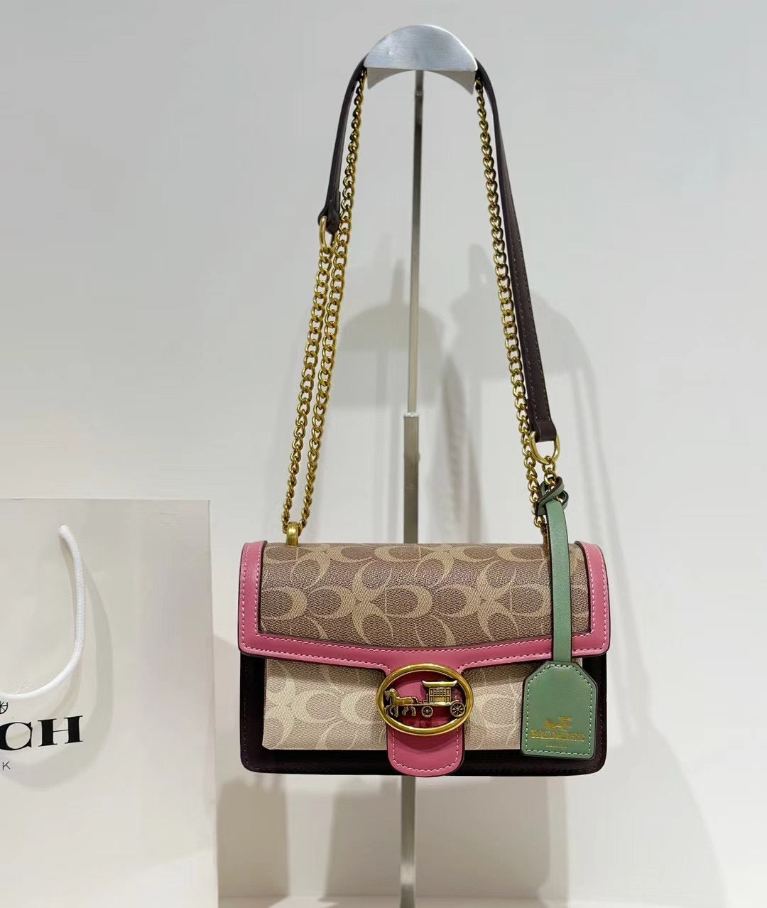 Women’s Patterned Flap Shoulder Bag with Chain Strap