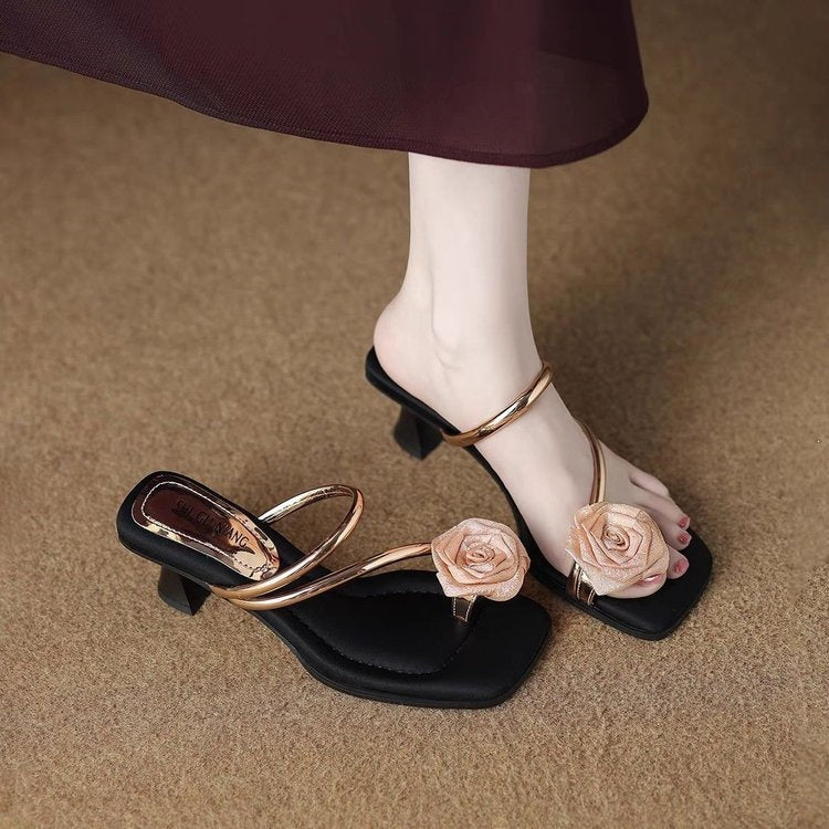 Sheepskin Version~Half-Slipper Style for Women, 2026 Summer New Model, Stunningly Beautiful, Thin Heel, High Heel, Fashionable Sandals