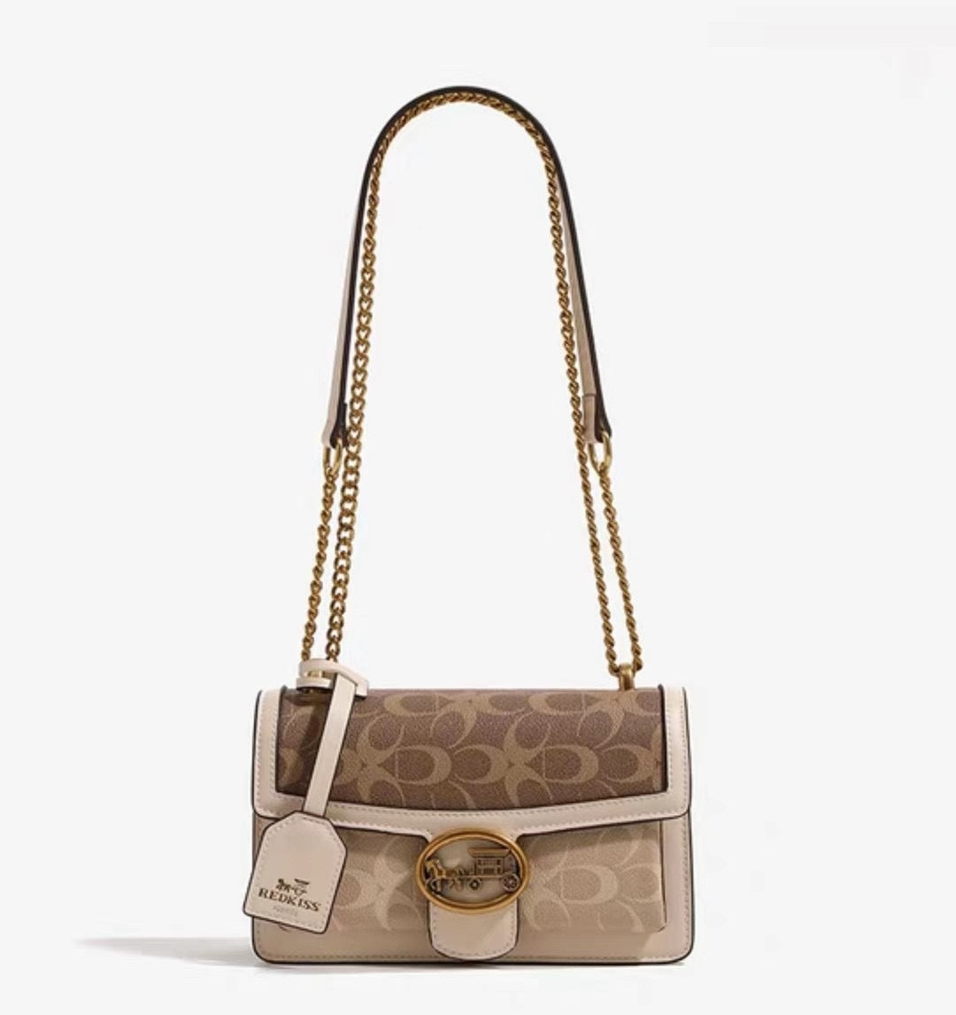 Women’s Patterned Flap Shoulder Bag with Chain Strap